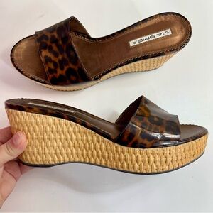 Via Spiga Leopard Print Platform Sandals Size 9.5
